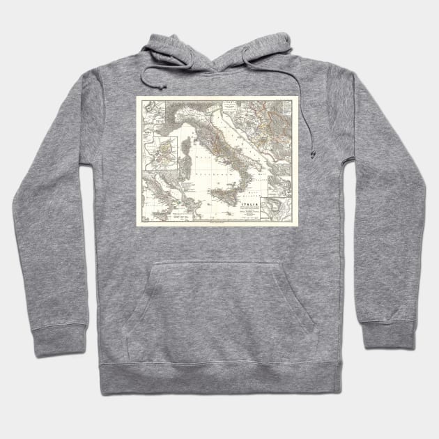 Vintage Map of Italy (1865) Hoodie by Bravuramedia